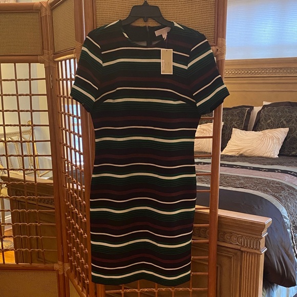 MICHAEL Michael Kors Dresses & Skirts - MICHAEL Michael Kors Striped Mini Dress - Black, Green, Burgundy